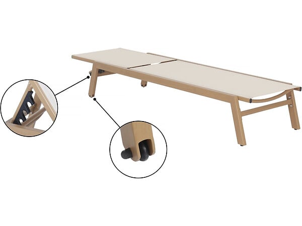 HABITAT ET JARDIN - Lot de 2 bains de soleil en aluminium imitation bois "Elysia" - Ecru - large