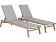 HABITAT ET JARDIN - Lot de 2 bains de soleil en aluminium imitation bois "Elysia" - Gris clair - vignette