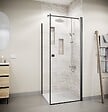 AURLANE - Porte de Douche Pivotante 90x180cm et Retour 90cm - Profil Noir - Verre 5mm - DARK ELEMENTARY - vignette