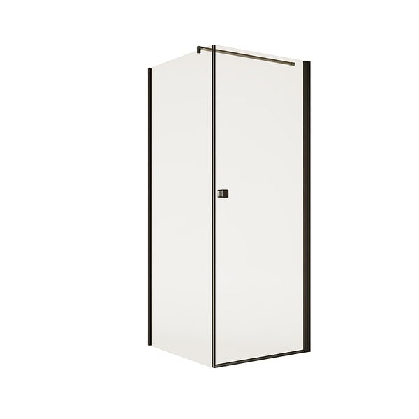 AURLANE - Porte de Douche Pivotante 90x180cm et Retour 90cm - Profil Noir - Verre 5mm - DARK ELEMENTARY - large