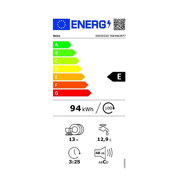 BEKO - lave-vaisselle 60cm 13 couverts 48db - DIN35320 - large