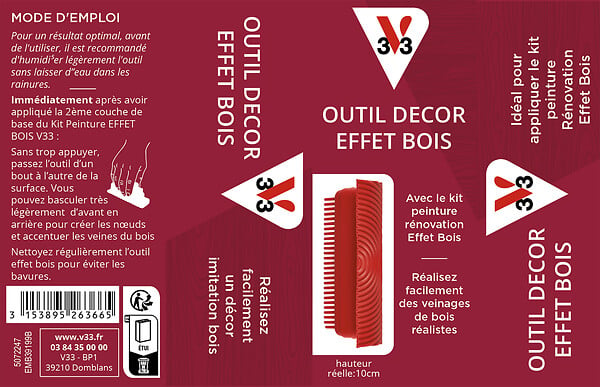 V33 - Peigne effet bois 10CM - large
