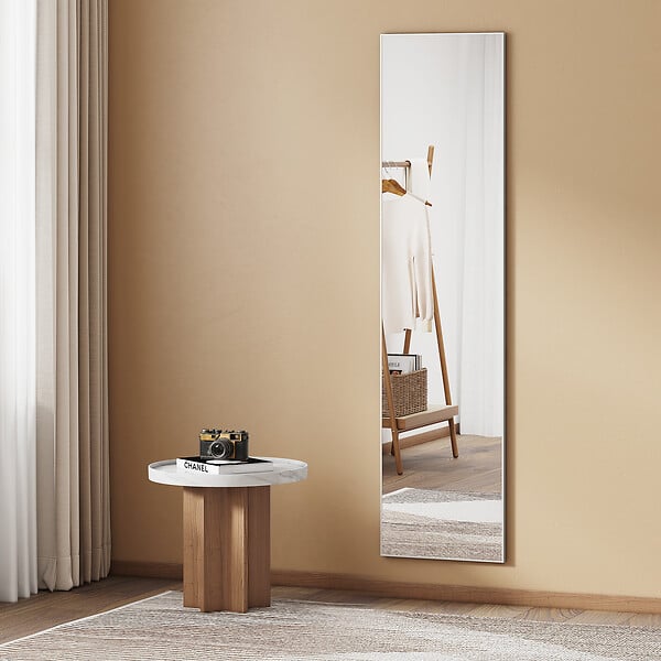 EMKE - Miroir Intégral EMKE avec Cadre en Alliage d’Aluminium – 160 x 40 cm, Argenté, Usage Autoportant - large