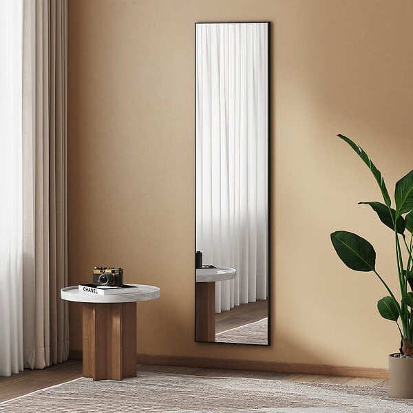 EMKE - Miroir Intégral EMKE avec Cadre en Alliage d’Aluminium – 160 x 40 cm, Noir, Usage Autoportant - large