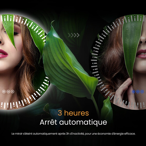 EMKE - EMKE Miroir led salle de bain ф60 cm Miroir salle de bain lumineux avec 3 Couleurs de lumière réglables+Anti-buée, Économie d'énergie miroir led - large
