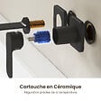 EMKE - EMKE Mitigeur de lavabo mural noir mat, robinet monocommande salle de bain avec aérateur, cartouche céramique, 233 × 127 × 110 mm - vignette