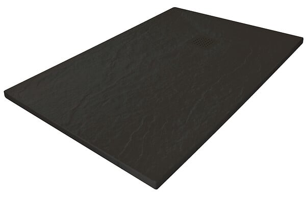 ONDEE - Receveur de douche NARA - Antidérapant Découpable 90x160 cm Résine - Noir - Bonde - large