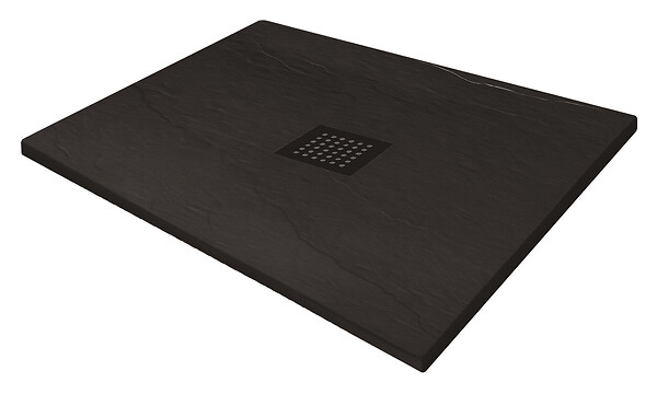 ONDEE - Receveur de douche NARA - Antidérapant Découpable 90x90 cm Résine - Noir - Bonde - large