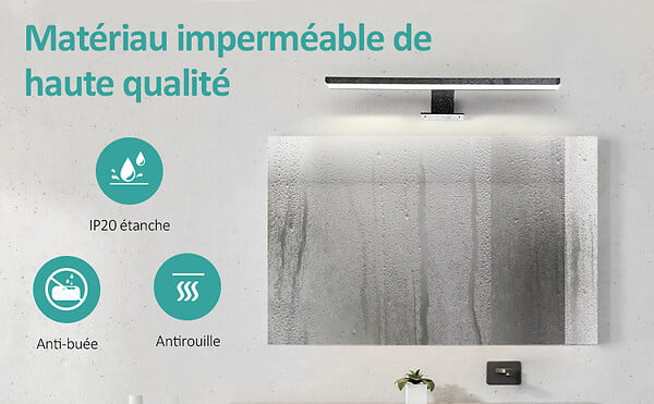 EMKE - EMKE Éclairage LED mural pour salle de bain noir, lampe miroir 40 × 15 cm, lumière neutre 4200 K, montage polyvalent - large
