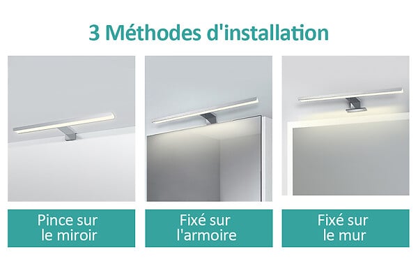 EMKE - EMKE Éclairage LED mural pour salle de bain blanc, lampe miroir 40 × 15 cm, lumière neutre 4200 K, montage polyvalent - large