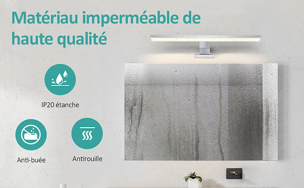 EMKE - EMKE Éclairage LED mural pour salle de bain blanc, lampe miroir 40 × 15 cm, lumière neutre 4200 K, montage polyvalent - large