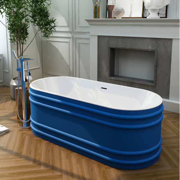 PLANETE BAIN - Baignoire îlot design 180x80 cm - Bleu style Haussmannien - Acrylic Lucite® - large