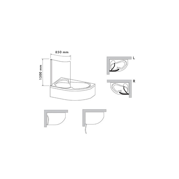 SIKO - Siko 150x85 cm Fortuna Plus Pare-baignoire en verre, Chrome (VZFORTUNA150TCR) - large