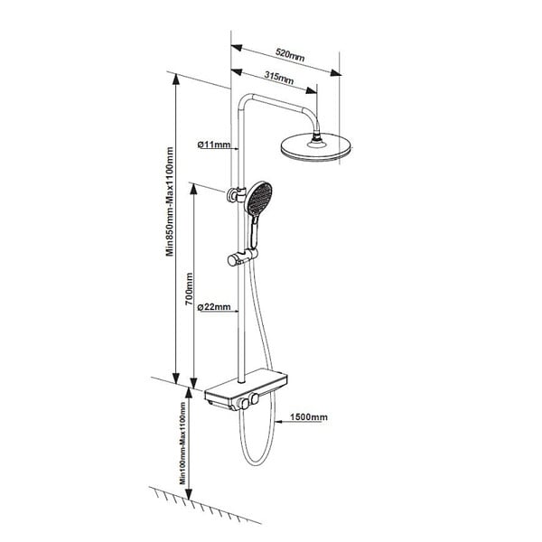 SWISS AQUA TECHNOLOGIES - Swiss Aqua Technologies Colonne de douche + Mitigeur thermostatique + Douche de tête + Douchette 3 jets + Tablette, noir mat (SATSSTPBCHMC) - large