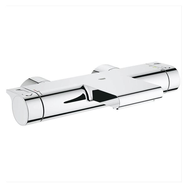 GROHE - Grohe Grohtherm 2000 Set mitigeur thermostatique bain/douche + Douchette 1 jet + Flexible et support mural, Chrome (34174001-Euphoria) - large