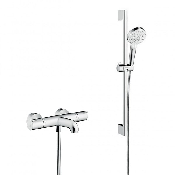 HANSGROHE - Hansgrohe Pack Ecostat 1001 CL Mitigeur Thermostatique bain/douche + Set de douche Crometta Vario (13201000-CROMETTA) - large