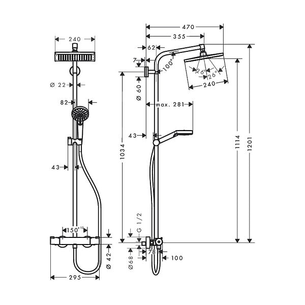 HANSGROHE - Hansgrohe Crometta E 240 1 jet EcoSmart Colonne de douche Showerpipe - large