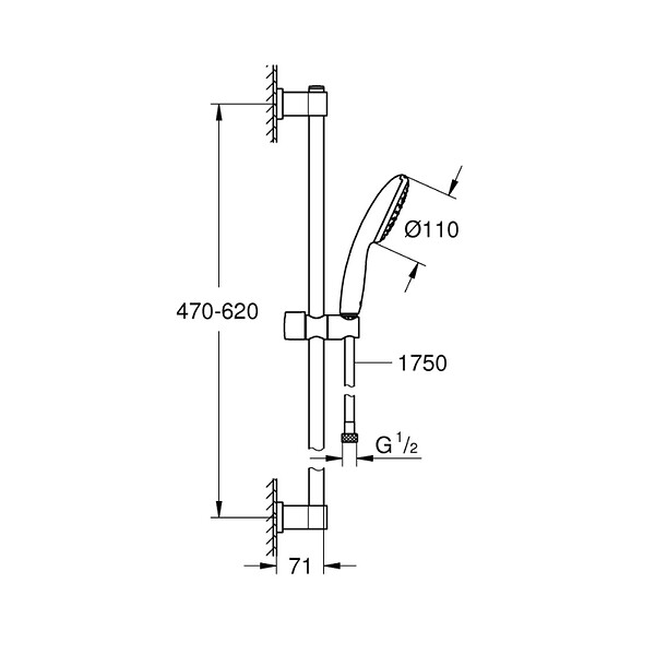 GROHE - Grohe Vitalio Start 110 Set de douche avec barre 60 cm + Douchette, chrome (G27942001) - large