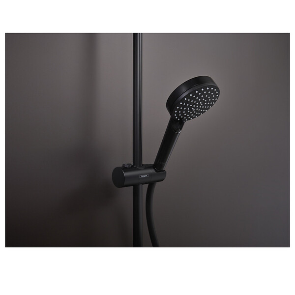 HANSGROHE - Hansgrohe Vernis Shape Colonne de douche 230 1jet EcoSmart 9l/min avec mitigeur thermostatique, Noir mat (26097670-SP) - large