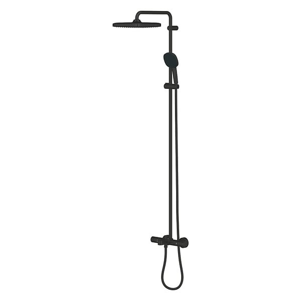 GROHE - Grohe Vitalio Comfort 250 colonne de douche thermostatique bain/douche + douche de tête + douchette à main, noir mat (G269842431) - large