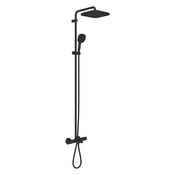 GROHE - Grohe Vitalio Comfort 250 colonne de douche thermostatique bain/douche + douche de tête + douchette à main, noir mat (G269842431) - large