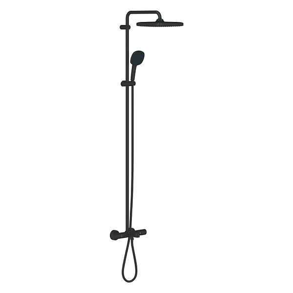 GROHE - Grohe Vitalio Comfort 250 colonne de douche thermostatique bain/douche + douche de tête + douchette à main, noir mat (G269842431) - large