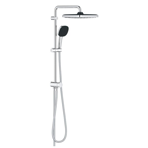 GROHE - Grohe Vitalio Comfort 250 Colonne de douche avec inverseur manuel + Douche de tête 2 jets + Douchette 2 jets, chrome (G26698001) - large