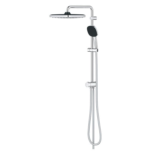 GROHE - Grohe Vitalio Comfort 250 Colonne de douche avec inverseur manuel + Douche de tête 2 jets + Douchette 2 jets, chrome (G26698001) - large