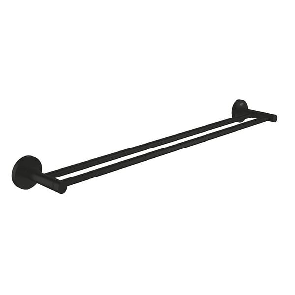 GROHE - Grohe Start double barre porte serviettes en métal 65,4 cm et fixations cachées, noir mat (412032430) - large