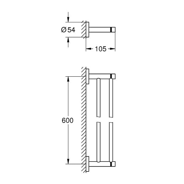 GROHE - Grohe Start double barre porte serviettes en métal 65,4 cm et fixations cachées, noir mat (412032430) - large