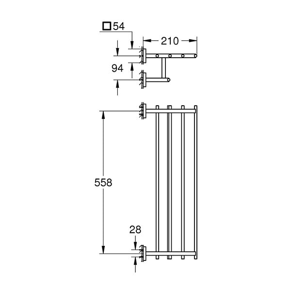 GROHE - Grohe Start Cube rack porte-serviettes en métal 60 cm avec fixations cachées, noir mat (G410992430) - large