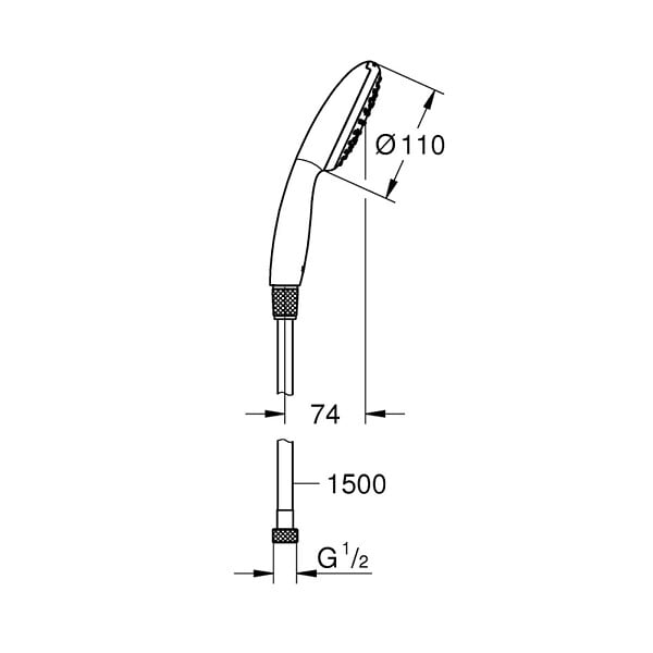 GROHE - Grohe Vitalio Start 110 ensemble douchette et flexible 1 jet, chrome (G26720001) - large