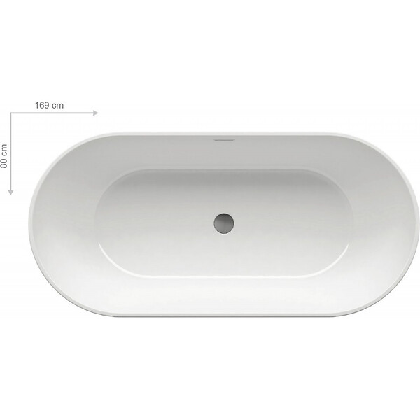 RAVAK - Ravak Freedom O 170 x 80 cm Baignoire îlot en acrylique, sans pieds, blanc (XC00100020) - large
