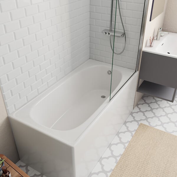 JIKA (GROUPE ROCA) - 140x70 cm Ensemble baignoire Riga universelle + Pare baignoire pivotant chrome + pieds (A140-SETP) - large