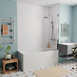 JIKA (GROUPE ROCA) - Jika (Groupe Roca) 160x70 cm Ensemble baignoire Riga universelle + Pare baignoire pivotant chrome + pieds (3406-SETP) - vignette