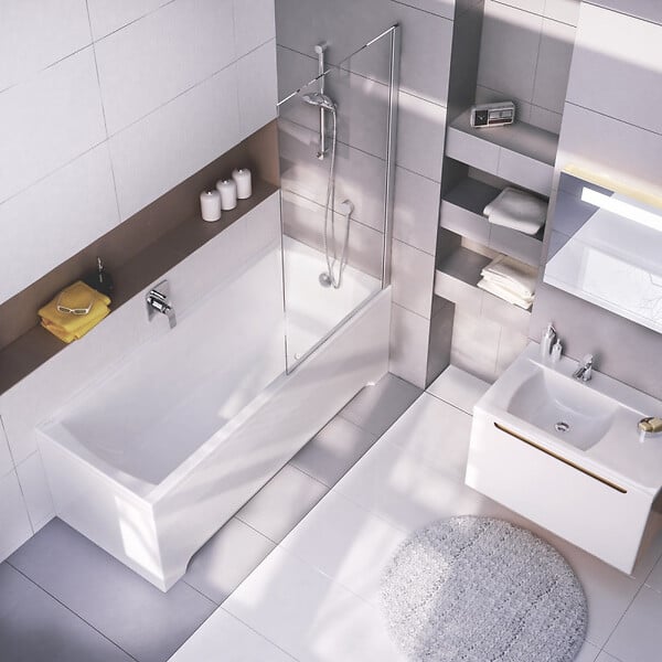 SWISS AQUA TECHNOLOGIES - Swiss Aqua Technologies Fusion 160 x 70 cm Baignoire droite en acrylique, sans pieds, blanc (SIKOVR160) - large