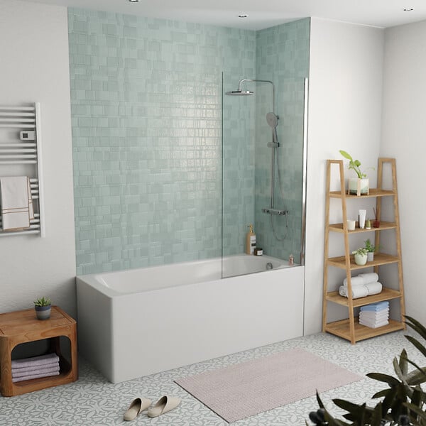 KALDEWEI - Kaldewei 170x75 cm Ensemble baignoire Saniform universelle + Pare baignoire fixe chrome + pieds (KW3731-SETP3) - large