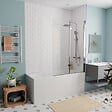 JIKA (GROUPE ROCA) - Jika (Groupe Roca) 160x70 cm Ensemble baignoire Riga universelle + Pare baignoire pliable, 2 volets chrome + pieds (3406-SETP) - vignette