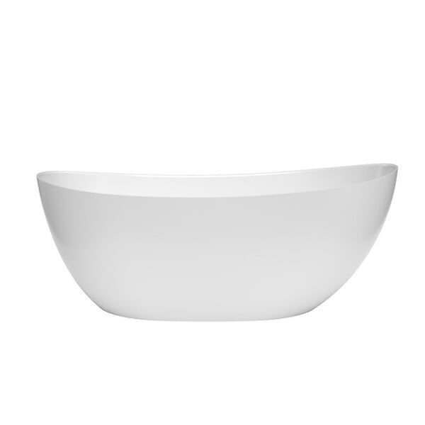 SWISS AQUA TECHNOLOGIES - Swiss Aqua Technologies Mette 158x77 cm Baignoire îlot en marbre Coulé 280L, sans pieds, blanc, (SATMET1580) - large