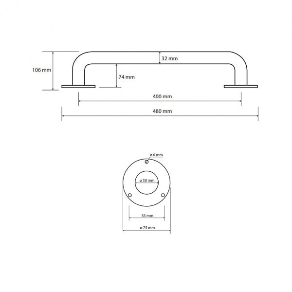 BEMETA - Barre de maintien de douche HELP en blanc comaxite - large
