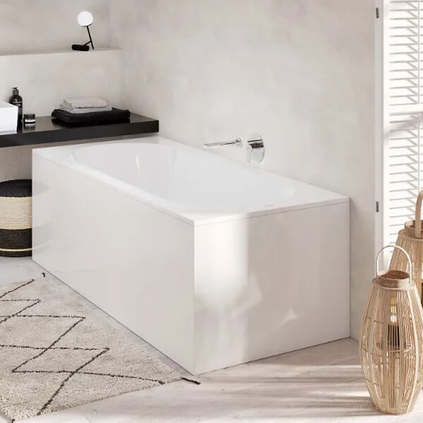 VILLEROY ET BOCH - Villeroy & Boch Oberon 160 x 75 cm Baignoire gauche et droite ovale en Quaryl®, avec pieds, blanc (BQ160OBE2V-01) - large