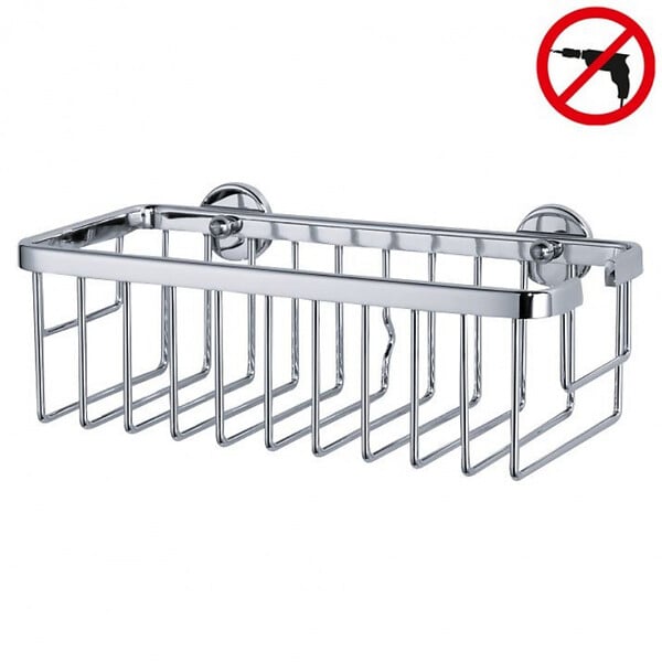 TESA - Tesa  Aluxx Panier de bain/douche en aluminium chromé inoxydable, pose facile sans perçage (40201-00000-00) - large
