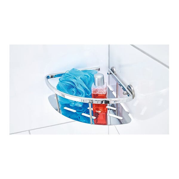 TESA - Tesa  Aluxx Panier d'angle avec plateau en aluminium chromé inoxydable, pose facile sans perçage (40203-00000-00) - large