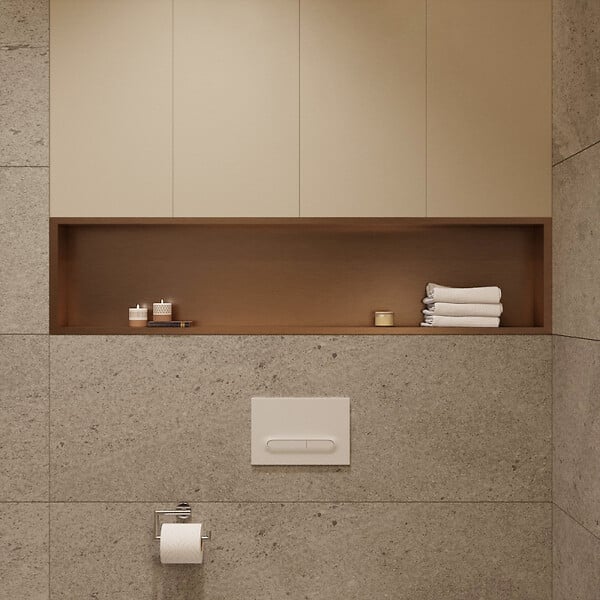 CERAMIA - Timeless Niche de Douche à encastrer, Acier Inoxydable 304, 120x28x10cm, Cuivre brossé PVD - large