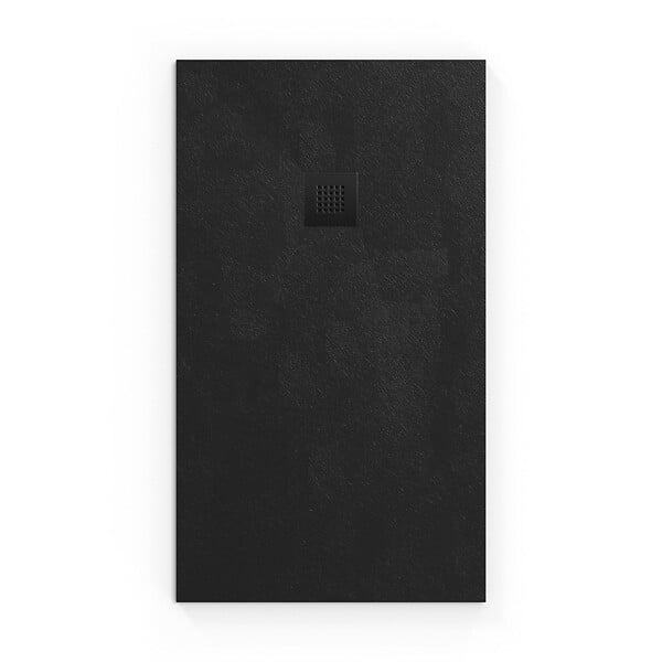 SWISS AQUA TECHNOLOGIES - Swiss Aqua Technologies B-way Receveur rectangulaire 140x80cm avec siphon, en marbre coulé, Noir (SATALEK14080) - large
