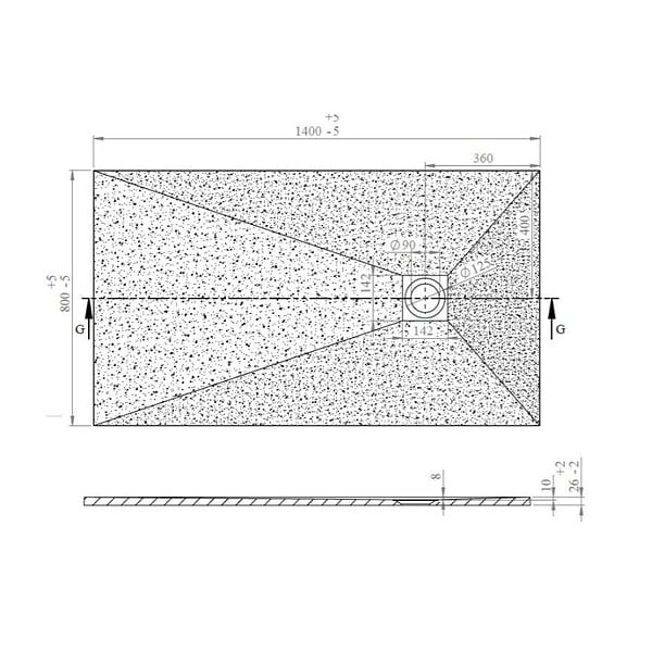 SWISS AQUA TECHNOLOGIES - Swiss Aqua Technologies B-way Receveur rectangulaire 140x80cm avec siphon, en marbre coulé, Noir (SATALEK14080) - large