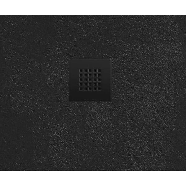 SWISS AQUA TECHNOLOGIES - Swiss Aqua Technologies B-Way Receveur de douche carré 80x80 cm avec siphon, en marbre coulé,  Noir (SATALEK80Q) - large