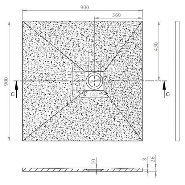 SWISS AQUA TECHNOLOGIES - Swiss Aqua Technologies B-Way Receveur de douche carré 90x90 cm avec siphon, en marbre coulé, Noir (SATALEK90Q-S) - large