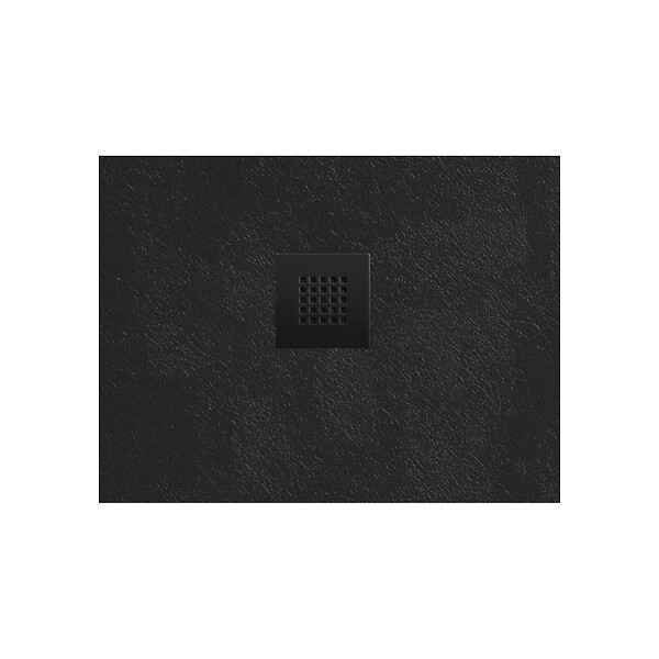 SWISS AQUA TECHNOLOGIES - Swiss Aqua Technologies B-Way Receveur de douche quart de rond 90x90cm avec siphon, en marbre coulé, Noir (SATALEK90S) - large