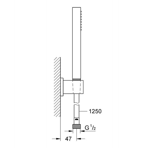 GROHE - Grohe Euphoria Cube Stick Ensemble de douche 1 jet, avec support mural, Stick, Chrome (27702000) - large